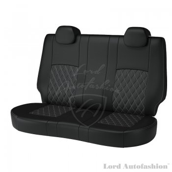 8 999 р. Чехлы для сидений Lord Autofashion Турин Ромб (экокожа)  Chevrolet Aveo  T300 (2011-2015) (Черный, вставка черная, строчка серая). Увеличить фотографию 2