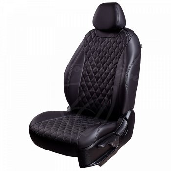 16 749 р. Чехлы для сидений Lord Autofashion Байрон (экокожа, раздельная спинка)  Chevrolet Aveo  T300 (2011-2015) (Черный, вставка черная, строчка черная). Увеличить фотографию 1