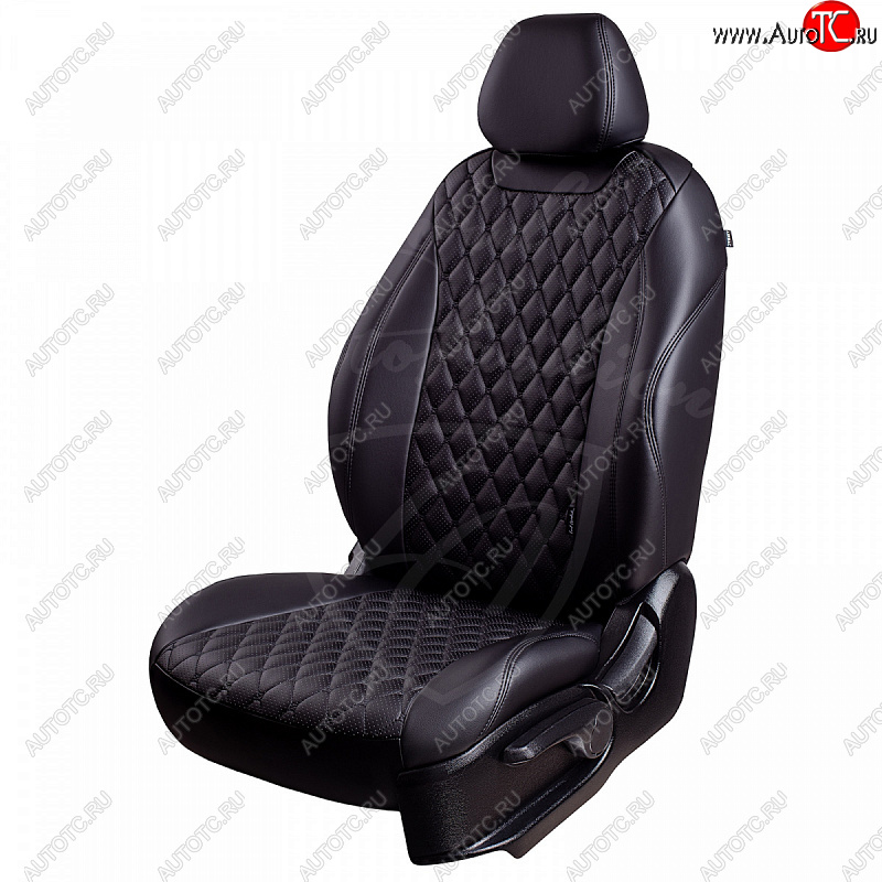 16 749 р. Чехлы для сидений Lord Autofashion Байрон (экокожа, раздельная спинка)  Chevrolet Aveo  T300 (2011-2015) (Черный, вставка черная, строчка черная)