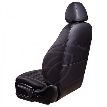 16 749 р. Чехлы для сидений Lord Autofashion Байрон (экокожа, раздельная спинка)  Chevrolet Aveo  T300 (2011-2015) (Черный, вставка черная, строчка черная). Увеличить фотографию 4