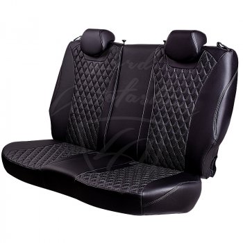 16 749 р. Чехлы для сидений Lord Autofashion Байрон (экокожа, раздельная спинка)  Chevrolet Aveo  T300 (2011-2015) (Черный, вставка черная, строчка черная). Увеличить фотографию 5