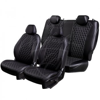 16 749 р. Чехлы для сидений Lord Autofashion Байрон (экокожа, раздельная спинка)  Chevrolet Aveo  T300 (2011-2015) (Черный, вставка черная, строчка черная). Увеличить фотографию 6