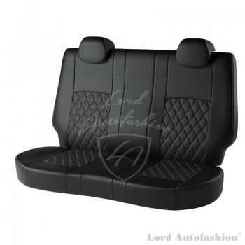 9 449 р. Чехлы для сидений Lord Autofashion Турин Ромб (экокожа)  Chevrolet Aveo ( T200,  T250) (2002-2011) хэтчбек 5 дв, хэтчбек 5 дв рестайлинг (Черный, вставка черная, строчка бежевая). Увеличить фотографию 2