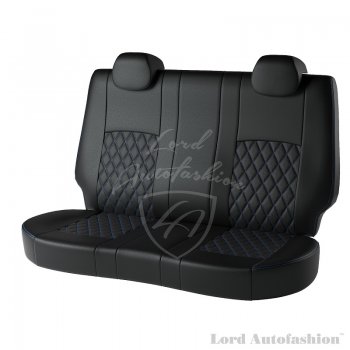 9 449 р. Чехлы для сидений Lord Autofashion Турин Ромб (экокожа)  Chevrolet Aveo ( T200,  T250) (2002-2011) хэтчбек 5 дв, хэтчбек 5 дв рестайлинг (Черный, вставка черная, строчка синяя). Увеличить фотографию 2