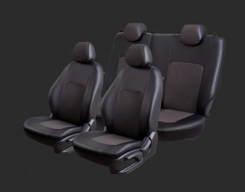 Чехлы для сидений Lord Autofashion Турин (экокожа/жаккард, спинка 60/40, 2 Г-образных подголовника) Chevrolet Aveo T300 седан (2011-2015)