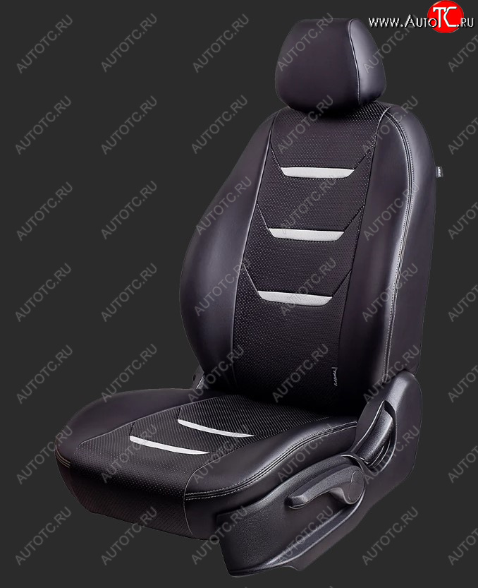 7 799 р. Чехлы для сидений Lord Autofashion Турин 2 (экокожа, спинка 60/40, 2 Г-образных подголовника)  Chevrolet Aveo  T300 (2011-2015) (Черный/Черный/Белый/Белый)