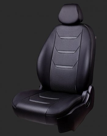 7 599 р. Чехлы для сидений Lord Autofashion Турин 2 (экокожа, спинка 60/40, 2 Г-образных подголовника)  Chevrolet Aveo  T300 (2011-2015) (Черный/Черный/Серый/Серый). Увеличить фотографию 1