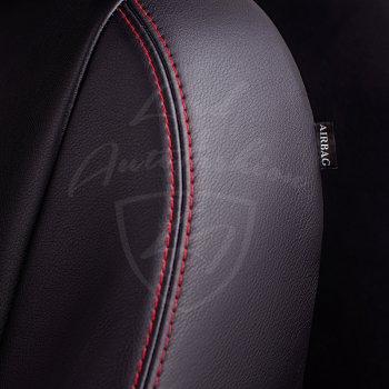 8 999 р. Чехлы для сидений Lord Autofashion Турин Ромб (экокожа)  Chevrolet Aveo ( T200,  T250) (2003-2011) (Черный, вставка черная, строчка красная). Увеличить фотографию 2