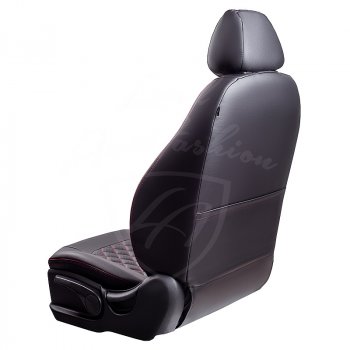 8 999 р. Чехлы для сидений Lord Autofashion Турин Ромб (экокожа)  Chevrolet Aveo ( T200,  T250) (2003-2011) (Черный, вставка черная, строчка красная). Увеличить фотографию 3
