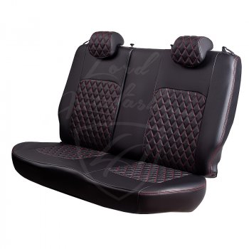 8 999 р. Чехлы для сидений Lord Autofashion Турин Ромб (экокожа)  Chevrolet Aveo ( T200,  T250) (2003-2011) (Черный, вставка черная, строчка красная). Увеличить фотографию 4