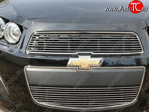 5 499 р. Декоративные вставки решетки радиатора и переднего бампера CT Chevrolet Aveo T300 седан (2011-2015) (Неокрашенная)