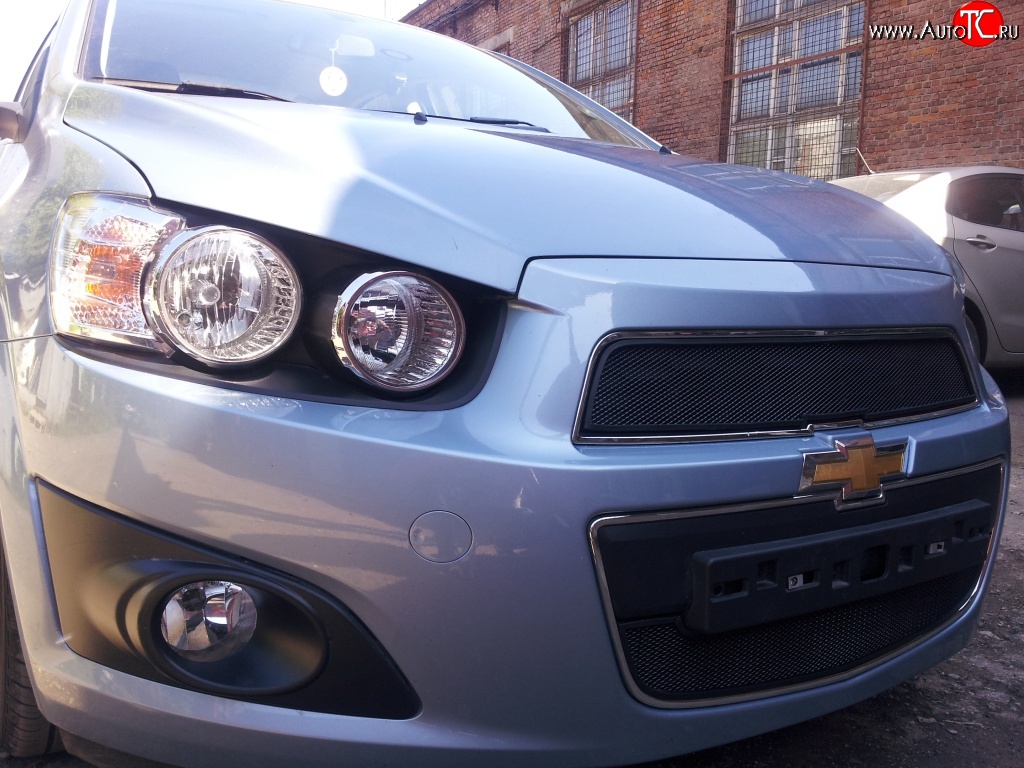 1229р Нижняя сетка на бампер Russtal черная Chevrolet Aveo T300 купить