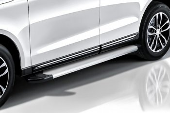 13 799 р. Пороги алюминиевые Slitkoff  Chevrolet Captiva (2013-2016) (Optima Silver). Увеличить фотографию 3