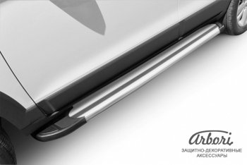 11 789 р. Порожки для ног Arbori Luxe Silver Chevrolet Captiva 2-ой рестайлинг (2013-2016). Увеличить фотографию 2