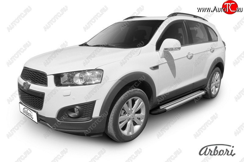 11 789 р. Порожки для ног Arbori Luxe Silver Chevrolet Captiva 2-ой рестайлинг (2013-2016)