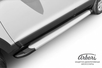10 979 р. Порожки для ног Arbori Optima Silver Chevrolet Captiva 2-ой рестайлинг (2013-2016). Увеличить фотографию 2