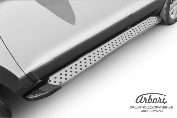 13 499 р. Порожки для ног Arbori Standart Silver Chevrolet Captiva 2-ой рестайлинг (2013-2016). Увеличить фотографию 2