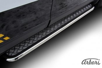 Защита штатных порогов Arbori (нержавеющая сталь, алюминиевый лист с полимерным покрытием, d76 mm). Chevrolet Captiva 2-ой рестайлинг (2013-2016)