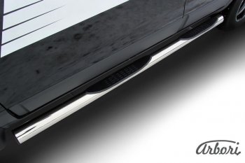 Защита штатных порогов Arbori (нержавеющая сталь, с проступью, d76 mm). Chevrolet Captiva 2-ой рестайлинг (2013-2016)