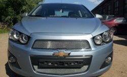 3 199 р. Сетка на бампер Russtal (хром)  Chevrolet Captiva (2013-2016). Увеличить фотографию 3