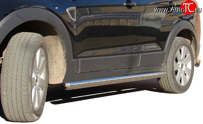 11 899 р. Защита порогов из круглой трубы диаметром 76 мм Металл Дизайн Chevrolet Captiva 1-ый рестайлинг (2011-2013)