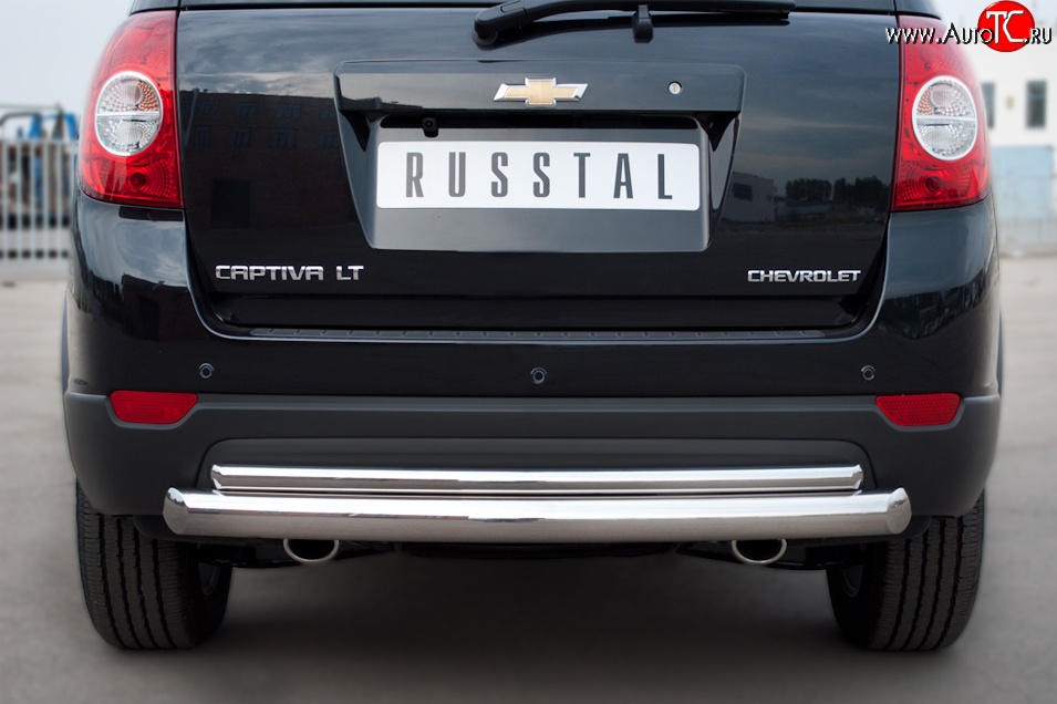 17 999 р. Защита заднего бампера (Ø76 и 42 мм, нержавейка) Russtal Chevrolet Captiva 1-ый рестайлинг (2011-2013)
