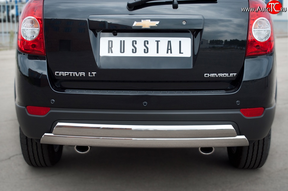 25 999 р. Защита заднего бампера (2 трубы Ø76х42 мм, нержавейка) Russtal Chevrolet Captiva 1-ый рестайлинг (2011-2013)