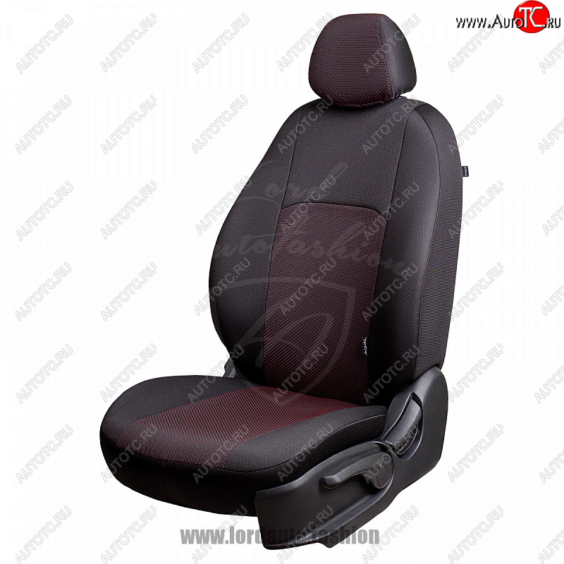 6 499 р. Чехлы для сидений Lord Autofashion Дублин (жаккард)  Chevrolet Cobalt (2011-2019) (Черный, вставка Ёж Красный)