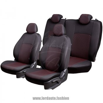 6 499 р. Чехлы для сидений Lord Autofashion Дублин (жаккард)  Chevrolet Cobalt (2011-2019) (Черный, вставка Ёж Красный). Увеличить фотографию 2