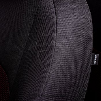 6 499 р. Чехлы для сидений Lord Autofashion Дублин (жаккард)  Chevrolet Cobalt (2011-2019) (Черный, вставка Ёж Красный). Увеличить фотографию 3