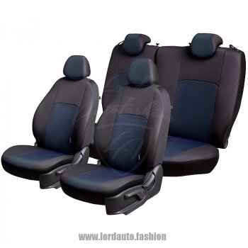 6 499 р. Чехлы для сидений Lord Autofashion Дублин (жаккард)  Chevrolet Cobalt (2011-2019) (Черный, вставка Ёж Синий). Увеличить фотографию 2