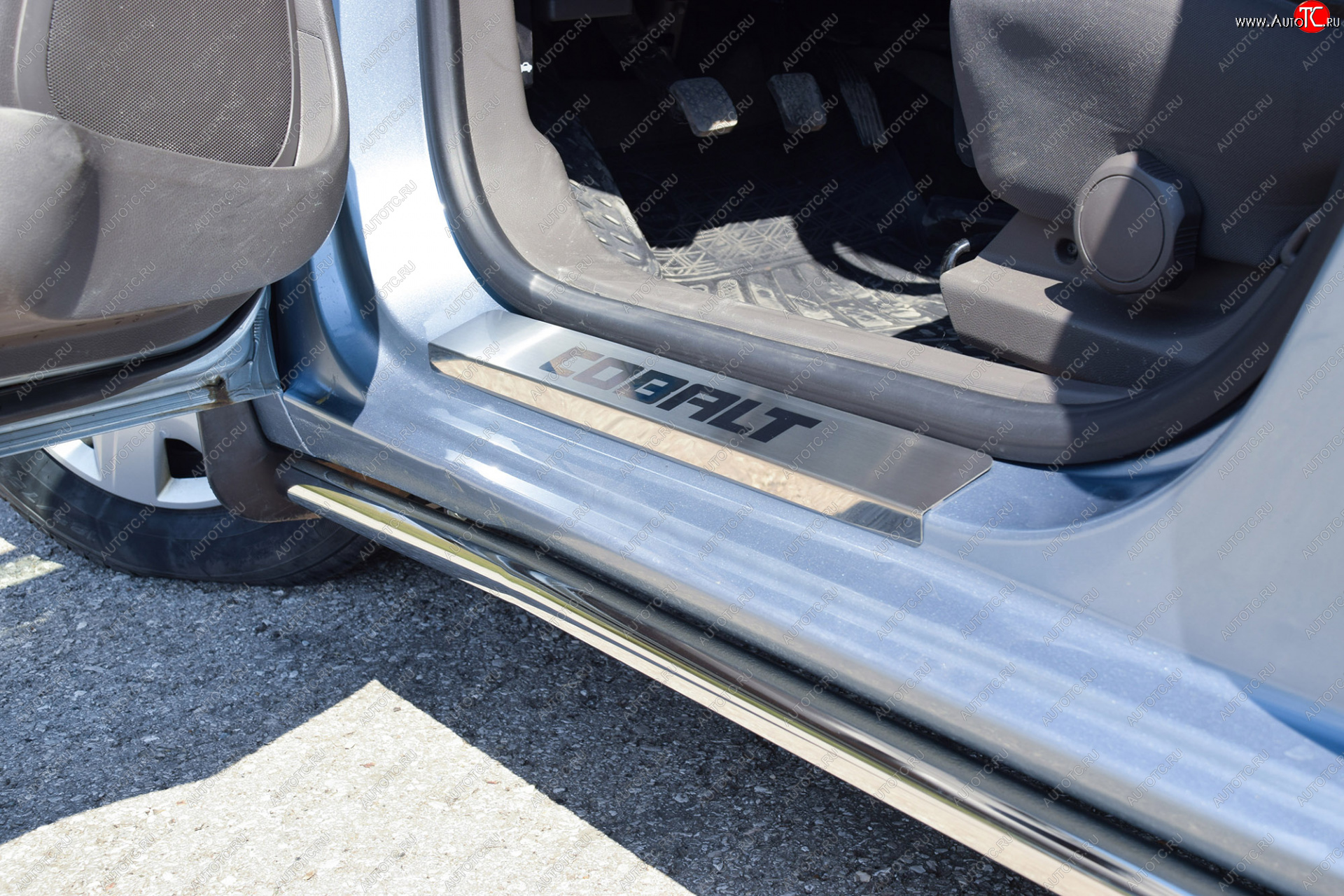 13 399 р. Защита порогов Petroil Tuning (Ø38 мм)  Chevrolet Cobalt (2019-2024) (Нержавейка)