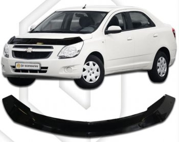 2 349 р. Дефлектор капота CA-Plastic  Chevrolet Cobalt (2011-2016) (Classic черный, Без надписи). Увеличить фотографию 1