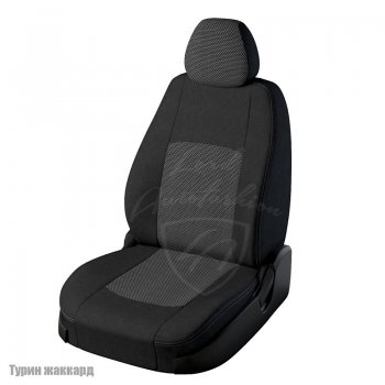 5 299 р. Чехлы для сидений Lord Autofashion Турин (жаккард)  Chevrolet Cobalt (2011-2016) (Черный, вставка Тома серый). Увеличить фотографию 1