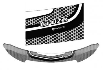 2 399 р. Дефлектор капота CA-Plastiс  Chevrolet Cruze ( седан,  2) (2009-2019) (Серия Art белая). Увеличить фотографию 1