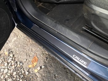 2 489 р. Накладки порожков салона INOX  Chevrolet Cruze ( хэтчбек,  седан,  универсал,  2) (2001-2019) (нержавеющая сталь + карбон). Увеличить фотографию 4