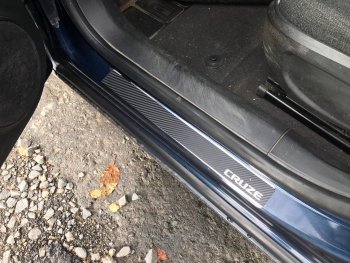 2 489 р. Накладки порожков салона INOX  Chevrolet Cruze ( хэтчбек,  седан,  универсал,  2) (2001-2019) (нержавеющая сталь + карбон). Увеличить фотографию 10