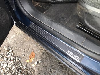 2 489 р. Накладки порожков салона INOX  Chevrolet Cruze ( хэтчбек,  седан,  универсал,  2) (2001-2019) (нержавеющая сталь + карбон). Увеличить фотографию 9