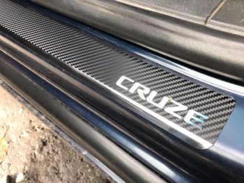 2 489 р. Накладки порожков салона INOX  Chevrolet Cruze ( хэтчбек,  седан,  универсал,  2) (2001-2019) (нержавеющая сталь + карбон). Увеличить фотографию 6