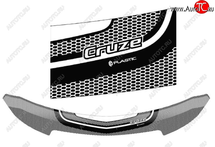 2 399 р. Дефлектор капота CA-Plastiс  Chevrolet Cruze  хэтчбек (2009-2015) (Серия Art белая)