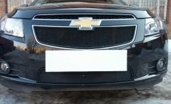 1 229 р. Нижняя сетка на бампер Russtal (черная)  Chevrolet Cruze ( седан,  хэтчбек) (2009-2015). Увеличить фотографию 4