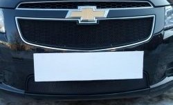 1 229 р. Нижняя сетка на бампер Russtal (черная)  Chevrolet Cruze ( седан,  хэтчбек) (2009-2015). Увеличить фотографию 1