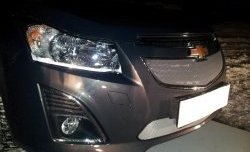 1 369 р. Сетка в решетку радиатора Russtal  Chevrolet Cruze ( седан,  хэтчбек,  универсал) (2012-2015) (хром). Увеличить фотографию 3