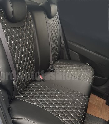 16 749 р. Чехлы для сидений Lord Autofashion Байрон (экокожа)  Chevrolet Cruze  седан (2009-2015) (Чёрный, вставка чёрная, строчка бежевая). Увеличить фотографию 4