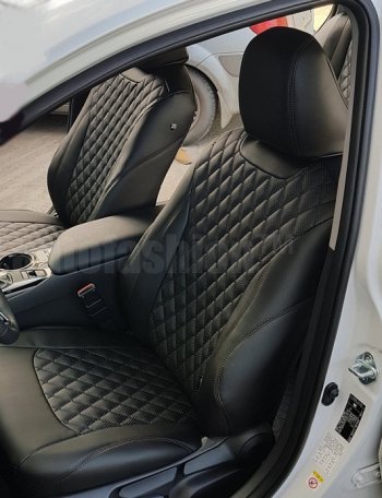 16 749 р. Чехлы для сидений Lord Autofashion Байрон (экокожа)  Chevrolet Cruze  седан (2009-2015) (Чёрный, вставка чёрная, строчка чёрная). Увеличить фотографию 4