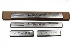 1 589 р. Накладки на порожки автомобиля M-VRS  Chevrolet Cruze ( седан,  хэтчбек,  универсал) (2009-2015). Увеличить фотографию 1