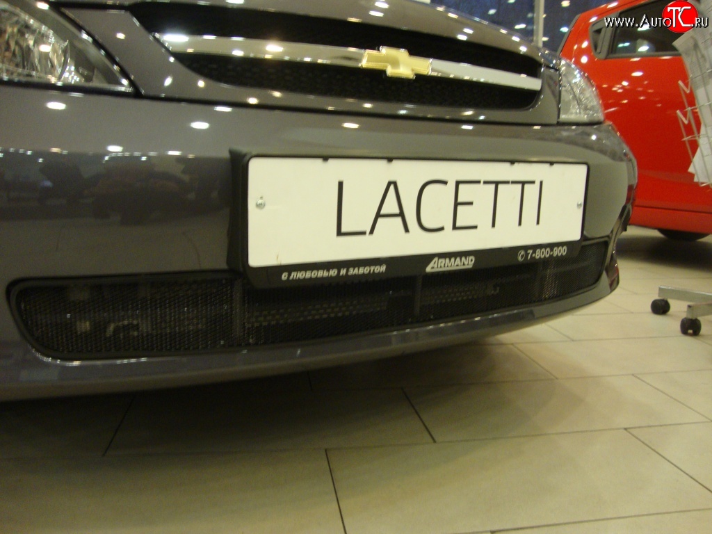 1 229 р. Сетка на бампер Russtal (черная)  Chevrolet Lacetti  хэтчбек (2002-2013)