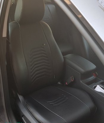 7 799 р. Чехлы для сидений Lord Autofashion Денвер (экокожа)  Chevrolet Lacetti ( седан,  универсал,  хэтчбек) (2002-2013), Daewoo Gentra ( KLAS) (2005-2016) (Чёрный, вставка чёрная). Увеличить фотографию 3