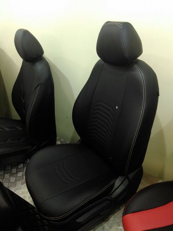 7 799 р. Чехлы для сидений Lord Autofashion Денвер (экокожа)  Chevrolet Lacetti ( седан,  универсал,  хэтчбек) (2002-2013), Daewoo Gentra ( KLAS) (2005-2016) (Чёрный, вставка чёрная). Увеличить фотографию 8