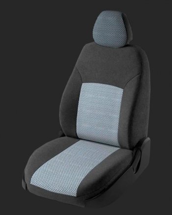 Чехлы для сидений Lord Autofashion Дублин (жаккард, спинка 60/40+подлокотник, 2 Г-образных подголовника) Daewoo Gentra KLAS седан (2012-2016)  (Серый, вставка Стежок Серый)